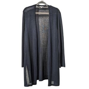 J. Jill Linen Blend Lightweight Blue Open Front Cardigan Duster Womens Petite L